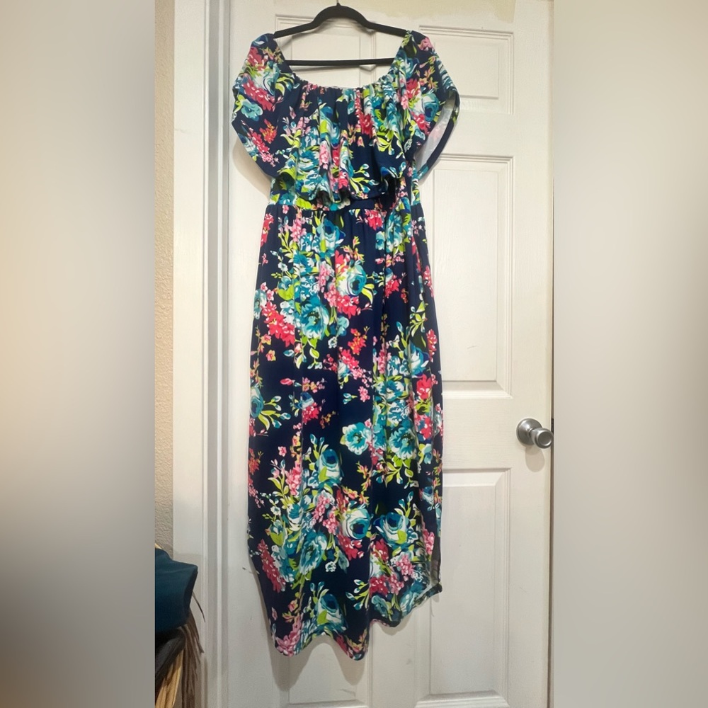 VERABENDI Women's Off Shoulder Summer Casual Long Beach Maxi Dress with Pockets